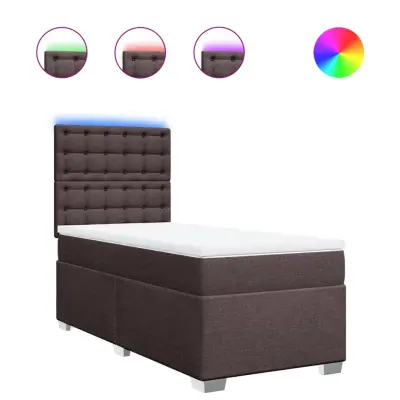 vidaXL Box spring postelja z vzmetnico temno rjava 90x200 cm blago