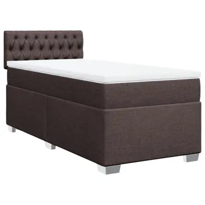 vidaXL Box spring postelja z vzmetnico temno rjava 100x200 cm blago