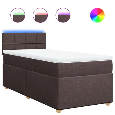 vidaXL Box spring postelja z vzmetnico temno rjava 100x200 cm blago