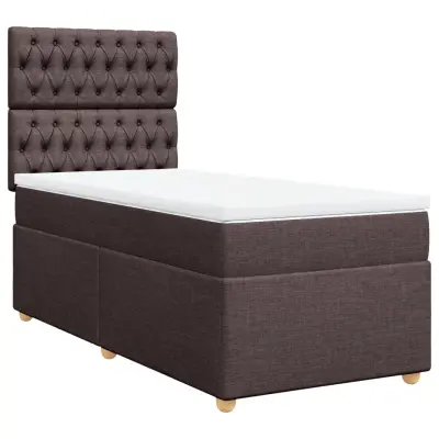 vidaXL Box spring postelja z vzmetnico temno rjav 90x190 cm blago