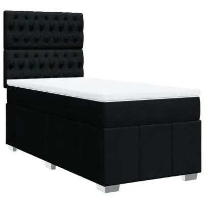 vidaXL Box spring postelja z vzmetnico črna 90x200 cm blago