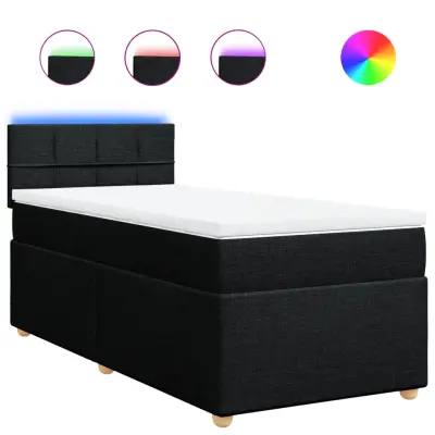 vidaXL Box spring postelja z vzmetnico črn 90x190 cm blago