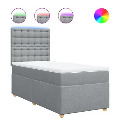 vidaXL Box spring postelja z vzmetnico svetlo siva 90x190 cm blago