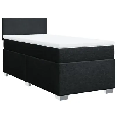 vidaXL Box spring postelja z vzmetnico črna 90x200 cm blago