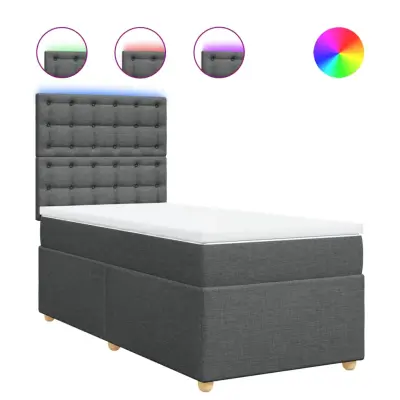 vidaXL Box spring postelja z vzmetnico temno siva 90x190 cm blago