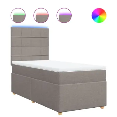 vidaXL Box spring postelja z vzmetnico taupe 90x200 cm blago