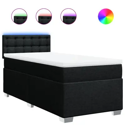 vidaXL Box spring postelja z vzmetnico črna 90x200 cm blago