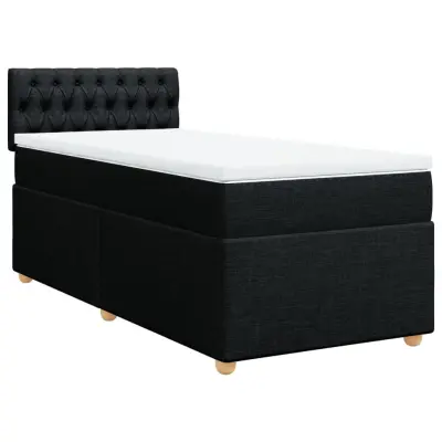 vidaXL Box spring postelja z vzmetnico črna 100x200 cm blago