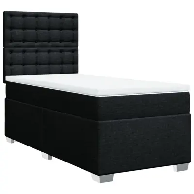 vidaXL Box spring postelja z vzmetnico črn 90x190 cm blago