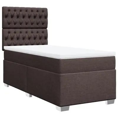 vidaXL Box spring postelja z vzmetnico temno rjav 90x190 cm blago