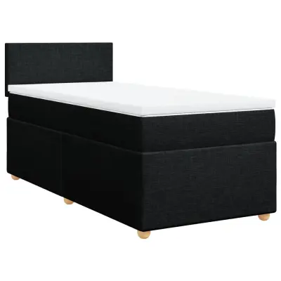 vidaXL Box spring postelja z vzmetnico črna 100x200 cm blago
