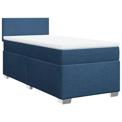 vidaXL Box spring postelja z vzmetnico modra 100x200 cm blago