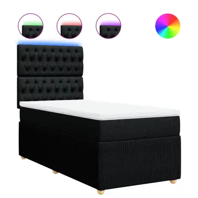vidaXL Box spring postelja z vzmetnico črn 90x190 cm blago