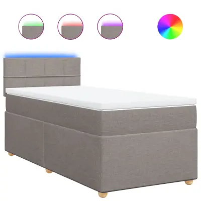 vidaXL Box spring postelja z vzmetnico taupe 90x200 cm blago