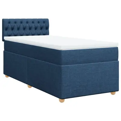 vidaXL Box spring postelja z vzmetnico modra 100x200 cm blago