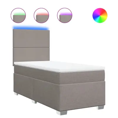 vidaXL Box spring postelja z vzmetnico taupe 90x190 cm blago