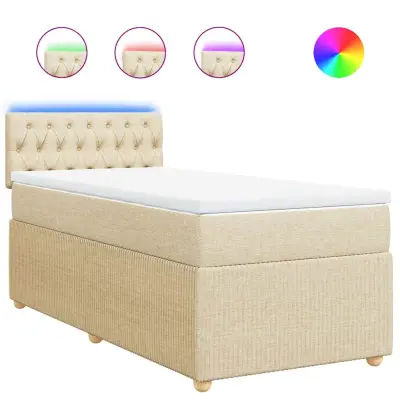 vidaXL Box spring postelja z vzmetnico krem 100x200 cm blago