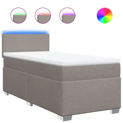 vidaXL Box spring postelja z vzmetnico taupe 100x200 cm blago
