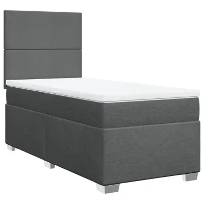 vidaXL Box spring postelja z vzmetnico temno siva 90x190 cm blago