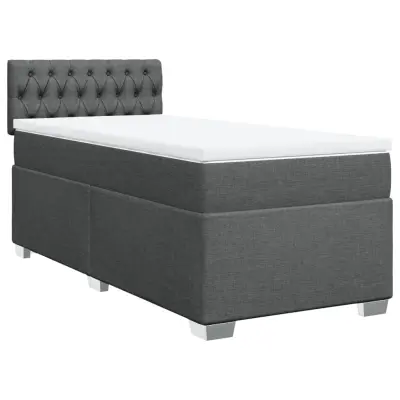 vidaXL Box spring postelja z vzmetnico temno siva 90x190 cm blago