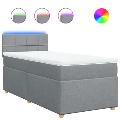 vidaXL Box spring postelja z vzmetnico svetlo siva 90x190 cm blago