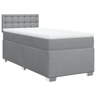 vidaXL Box spring postelja z vzmetnico svetlo siva 90x190 cm blago