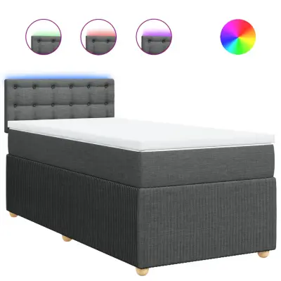vidaXL Box spring postelja z vzmetnico temno siva 90x190 cm blago