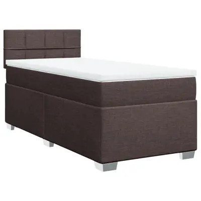vidaXL Box spring postelja z vzmetnico temno rjava 90x200 cm blago