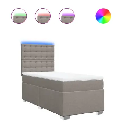 vidaXL Box spring postelja z vzmetnico taupe 90x200 cm blago