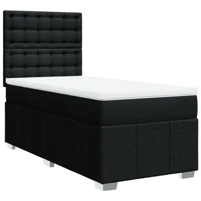 vidaXL Box spring postelja z vzmetnico črna 90x200 cm blago