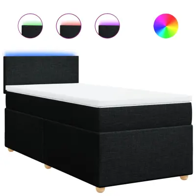 vidaXL Box spring postelja z vzmetnico črn 90x190 cm blago