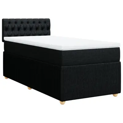 vidaXL Box spring postelja z vzmetnico črn 90x190 cm blago