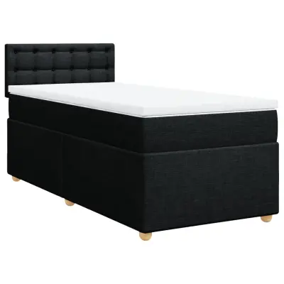 vidaXL Box spring postelja z vzmetnico črna 100x200 cm blago