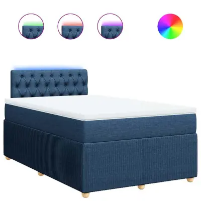 vidaXL Box spring postelja z vzmetnico moder 120x200 cm blago
