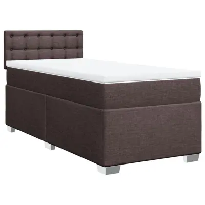 vidaXL Box spring postelja z vzmetnico temno rjava 100x200 cm blago