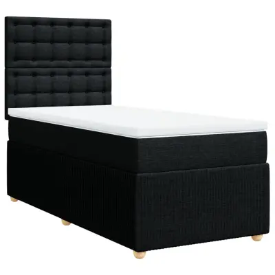 vidaXL Box spring postelja z vzmetnico črn 90x190 cm blago