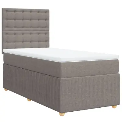 vidaXL Box spring postelja z vzmetnico taupe 90x190 cm blago