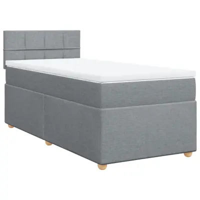 vidaXL Box spring postelja z vzmetnico svetlo siva 90x190 cm blago