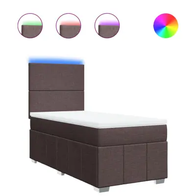 vidaXL Box spring postelja z vzmetnico temno rjava 90x200 cm blago
