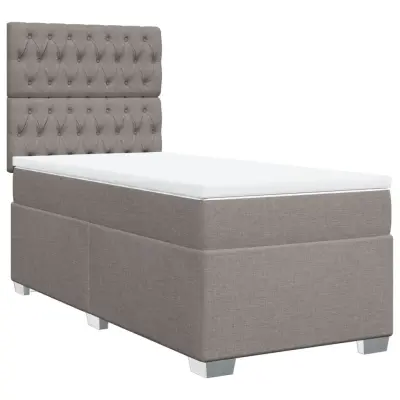 vidaXL Box spring postelja z vzmetnico taupe 90x190 cm blago