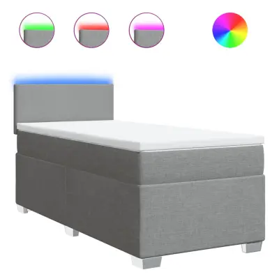 vidaXL Box spring postelja z vzmetnico svetlo siva 80x200 cm blago