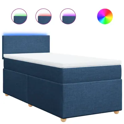 vidaXL Box spring postelja z vzmetnico modra 100x200 cm blago