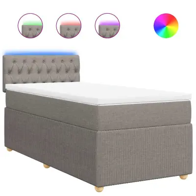 vidaXL Box spring postelja z vzmetnico taupe 90x190 cm blago