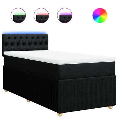 vidaXL Box spring postelja z vzmetnico črn 90x190 cm blago