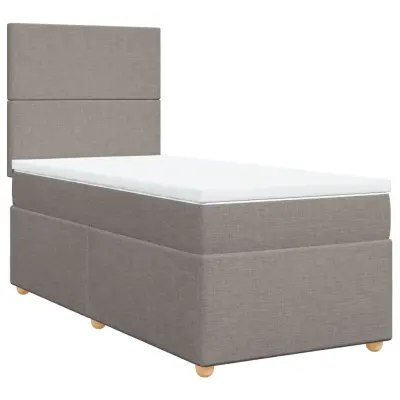 vidaXL Box spring postelja z vzmetnico taupe 90x200 cm blago
