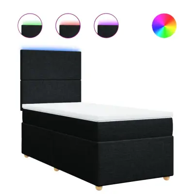 vidaXL Box spring postelja z vzmetnico črna 100x200 cm blago
