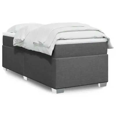 vidaXL Box spring postelja z vzmetnico temno siva 90x190 cm blago