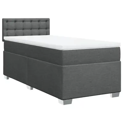 vidaXL Box spring postelja z vzmetnico temno siva 90x200 cm blago
