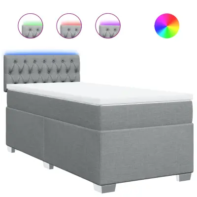 vidaXL Box spring postelja z vzmetnico svetlo siva 90x190 cm blago