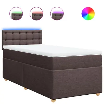 vidaXL Box spring postelja z vzmetnico temno rjava 90x200 cm blago